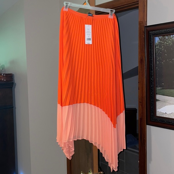 French Connection Dresses & Skirts - Orange French Connection pleated skirt size 8